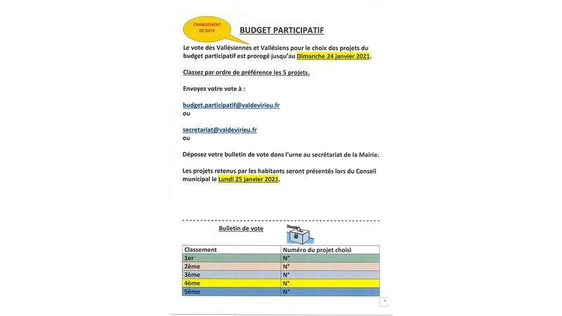 Budget participatif (changement de date)