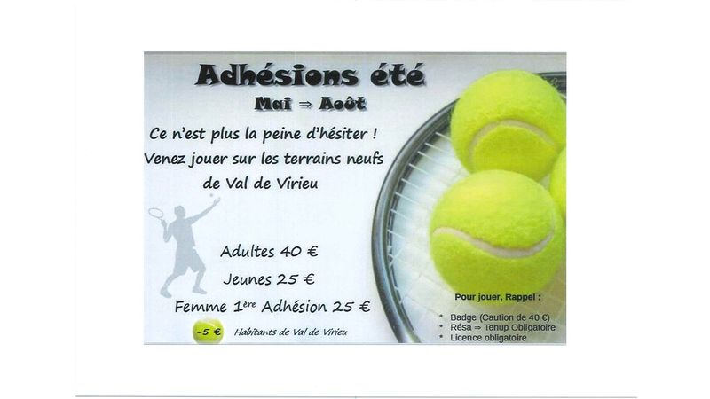 TENNIS : Adhésions été