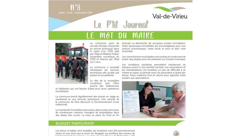 Le P'tit Journal n°8 - Juillet-Août-Septembre 2021