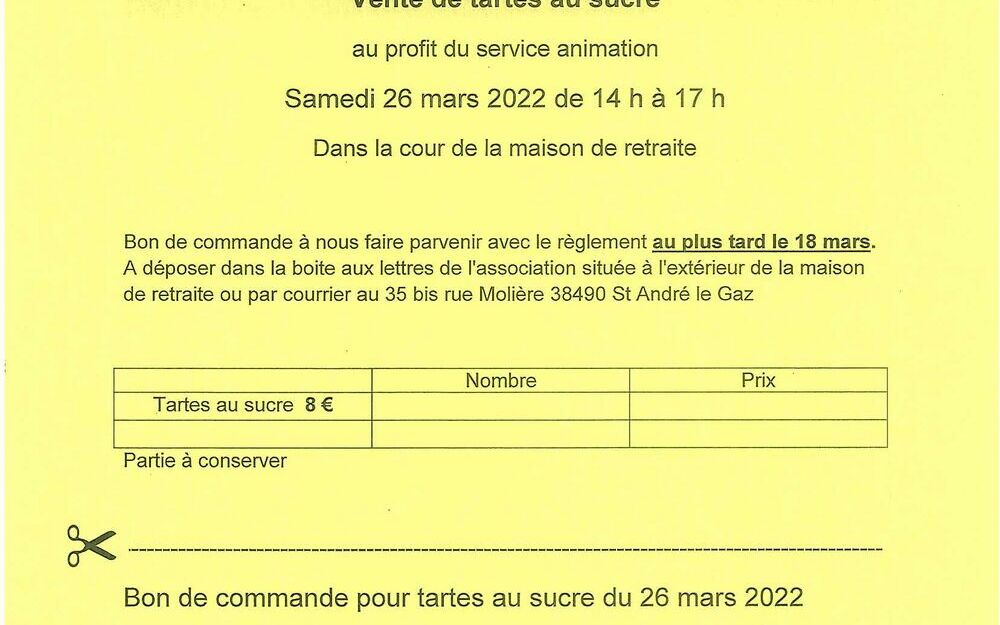 Vente de tartes au sucre