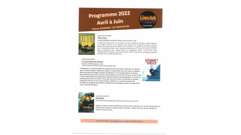 Programme 2022 Avril à Juin 2022