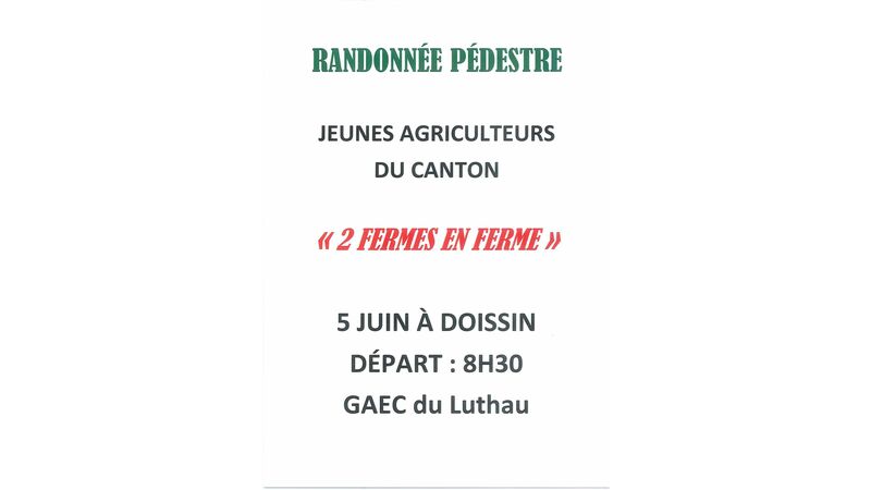 Randonnée Pédestre Jeunes Agriculteurs du Canton "2 FERMES EN FERME"