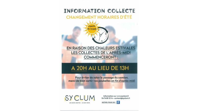 Information collecte des ordures ménagères : changement horaires d'été