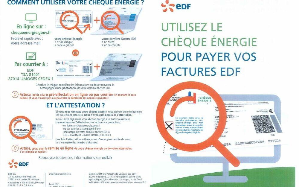 Utilisez le chèque énergie pour payer vos factures EDF