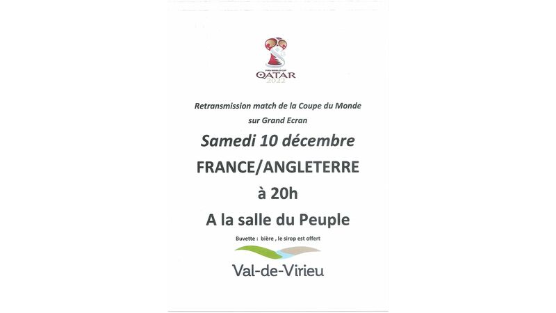 Retransmission match de la Coupe du Monde sur Grand Ecran : FRANCE/ANGLETERRE