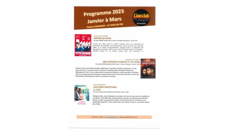 Programme 2023 de janvier à mars