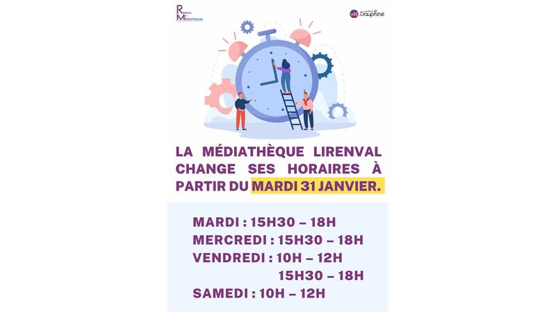 Changement horaires Médiathèque LIRENVAL à compter du 31/01/2023