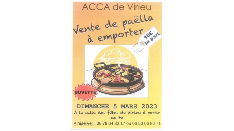 Vente de paëlla à emporter de l'ACCA de Virieu