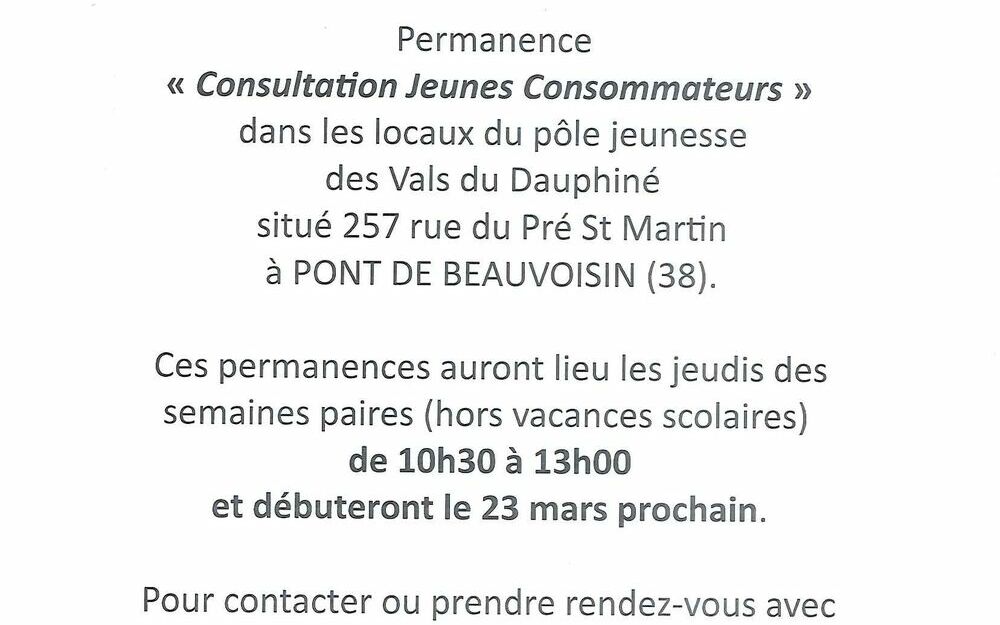 Permanence "Consultation Jeunes Consommateurs"