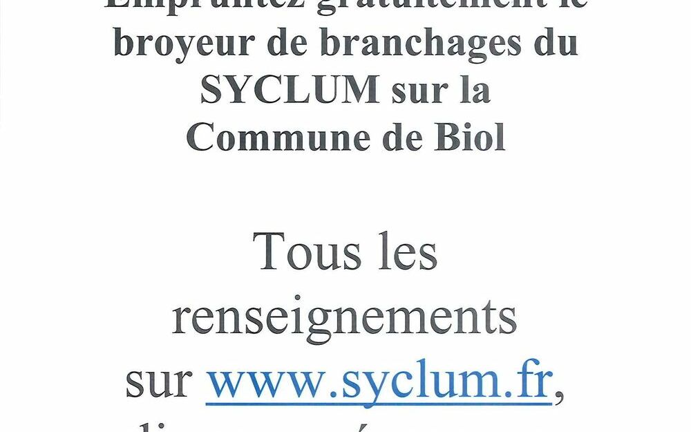 Empruntez gratuitement le broyeur de branchages du SYCLUM sur la commune de Biol
