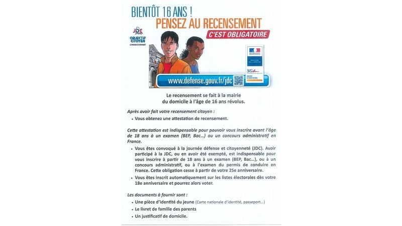 Bientôt 16 ans ! Pensez au Recensement, c'est obligatoire