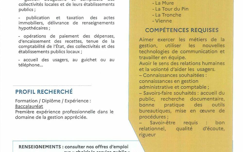 La DDFIP de l'Isère recrute !