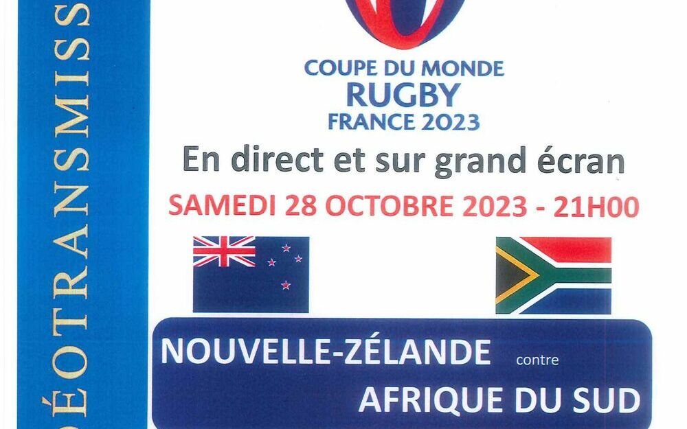 Coupe du Monde Rugby France 2023 - En direct et sur grand écran - FINALE NOUVELLE-ZELANDE contre AFRIQUE DU SUD