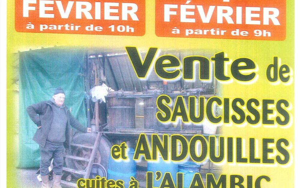 Vente de saucisses et andouilles cuites à l'alambic