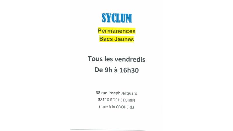 Syclum - Permanences bacs jaunes