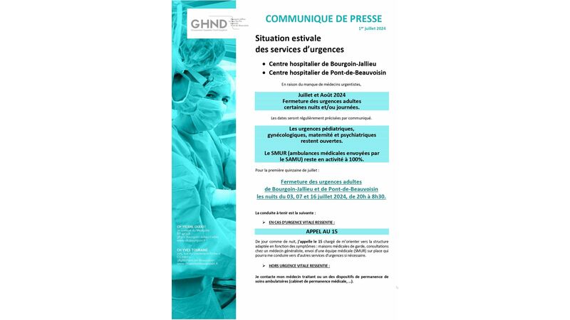 Situation estivale des services d'urgences
