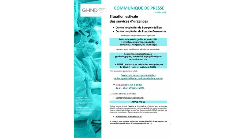 Situation estivale des services d'urgences