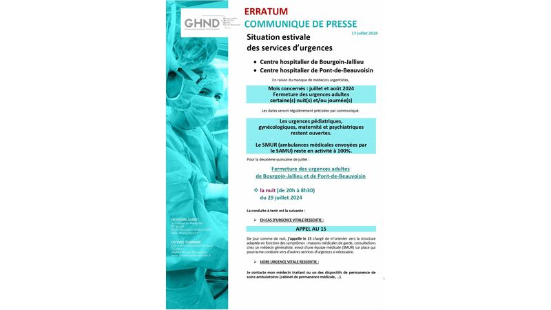 Situation estivale des services d'urgences