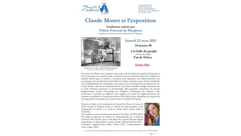 Jongkind en Dauphiné - Conférence : Claude Monet et l'exposition