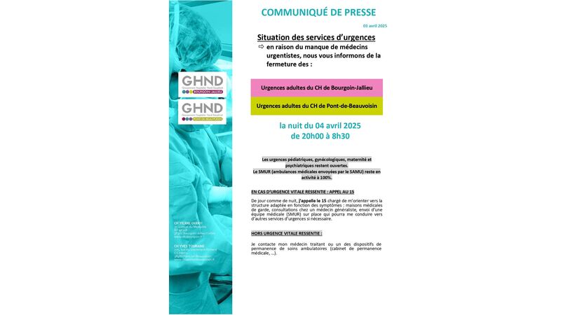 Situation des services d'urgences : Centre hospitalier de Bourgoin-Jallieu et de Pont-de-Beauvoisin