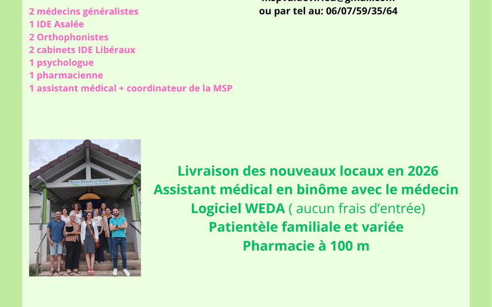 Cause départ à la retraite d'un médecin généraliste, nous recherchons : Repreneur, Collaborateur ou remplaçant longue durée