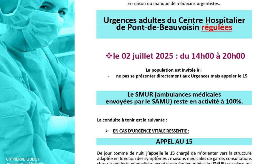 Situation du service d'urgences : Centre hospitalier de Pont-de-Beauvoisin