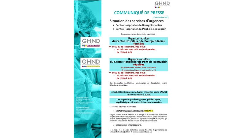 Situation des services d'urgences : Centres hospitaliers de Bourgoin-Jallieu et de Pont-de-Beauvoisin