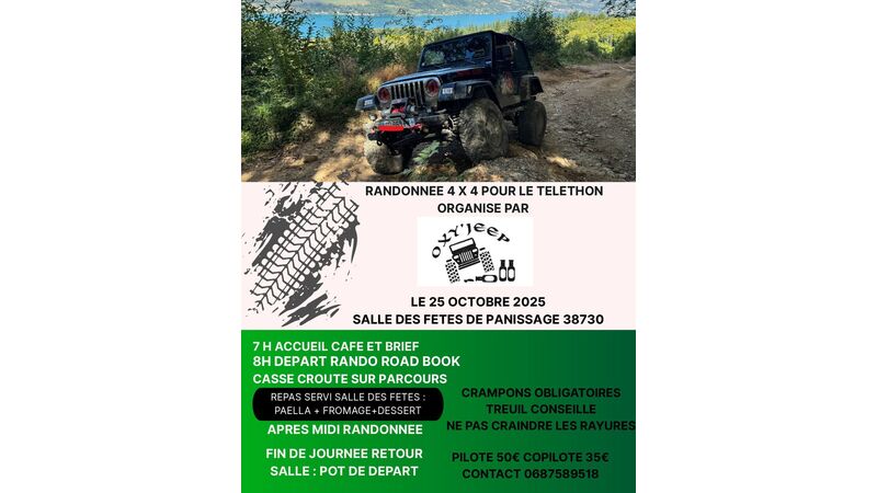 Randonnée 4x4 et vente de paëlla à emporter au profit du téléthon