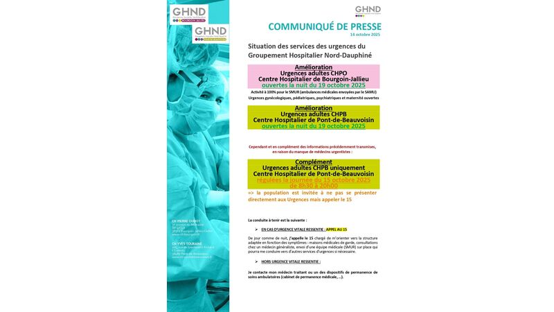 Situation des services des urgences du Groupement Hospitalier Nord-Dauphiné