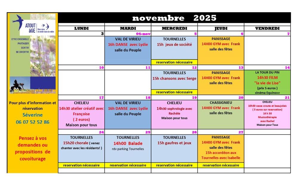 Programme ATOUT AGE NOVEMBRE 2025