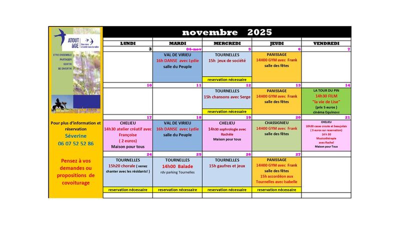 Programme ATOUT AGE NOVEMBRE 2025 Programme ATOUT AGE NOVEMBRE 2025