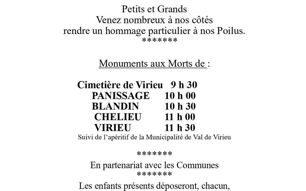 Cérémonies du 11 novembre 2025