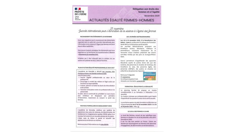 Actualités Egalité Femmes - Hommes