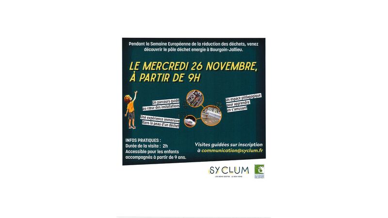 Pendant la semaine européenne de la réduction des déchets, venez découvrir le pôle déchet énergie à Bourgoin-Jallieu Pendant la semaine européenne de la réduction des déchets, venez découvrir le pôle déchet énergie à Bourgoin-Jallieu