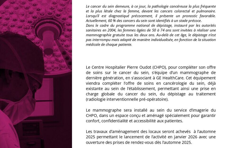 Un mammographe au Centre Hospitalier Pierre Oudot à Bourgoin-Jallieu