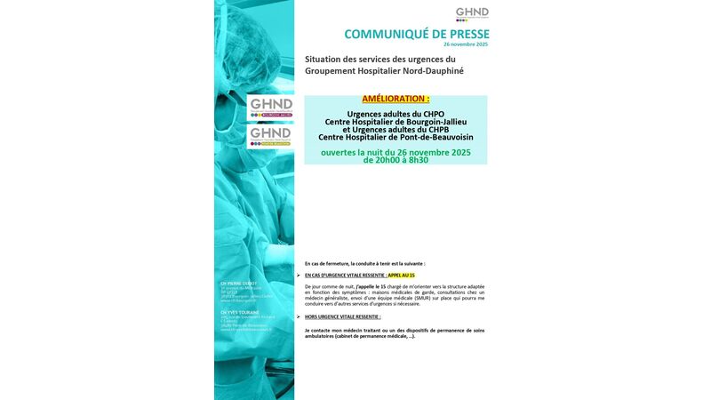 Situation des services des urgences du Groupement Hospitalier Nord-Dauphiné