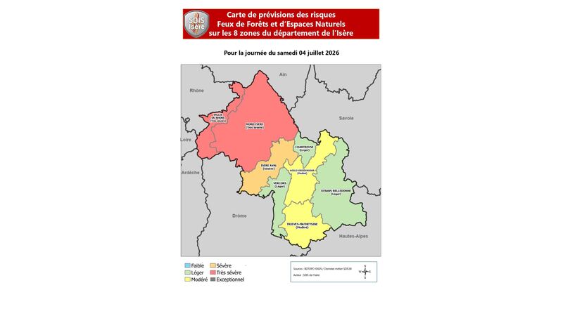 Passage à un niveau d'aléas feu de forêts très sévère et sévère Passage à un niveau d'aléas feu de forêts très sévère et sévère