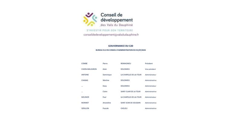Conseil de développement des Vals du Dauphiné Conseil de développement des Vals du Dauphiné