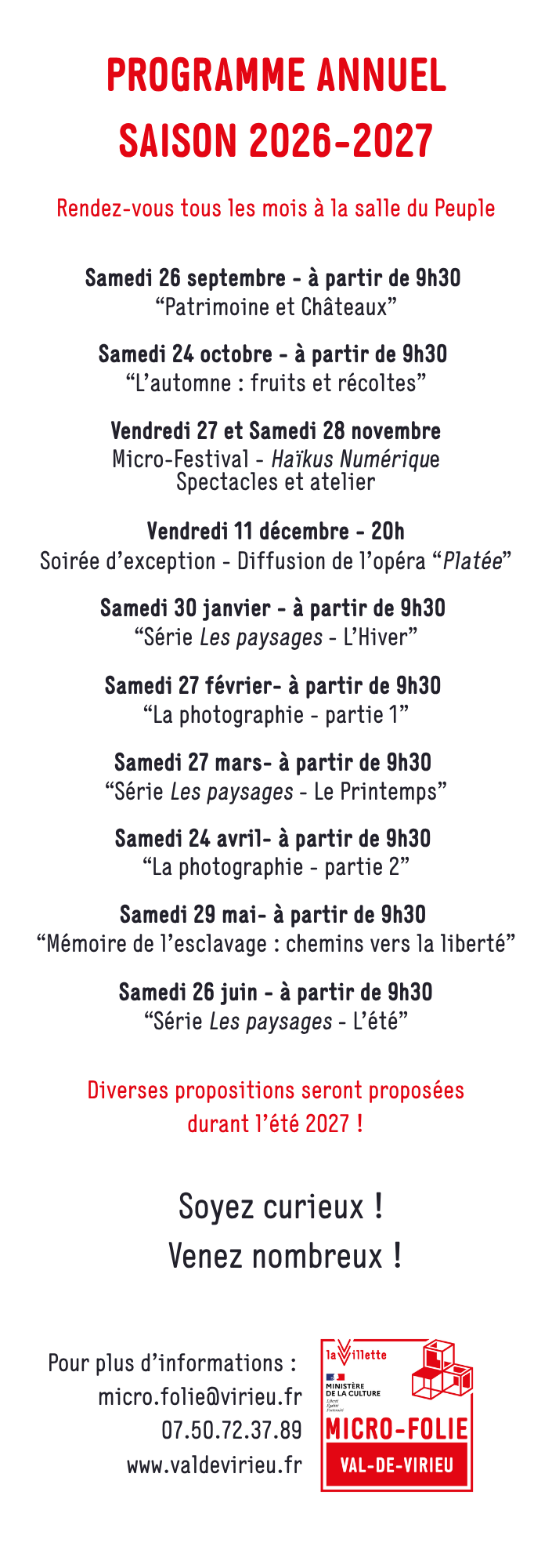 Programme 2026-2027 Micro Folie
